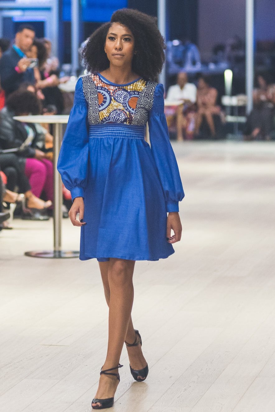 African Print Denim Dress – Yanis Studio
